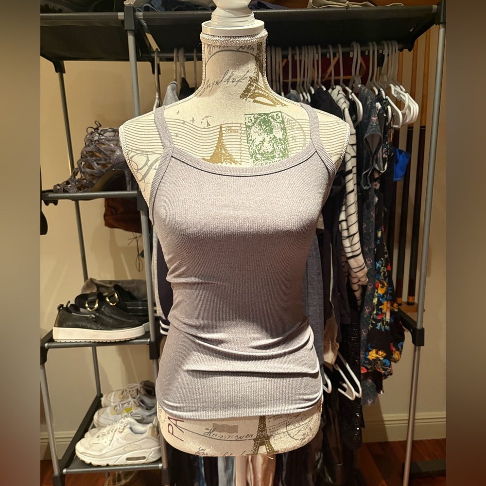 No Boundaries Light Gray Ribbed Camisole